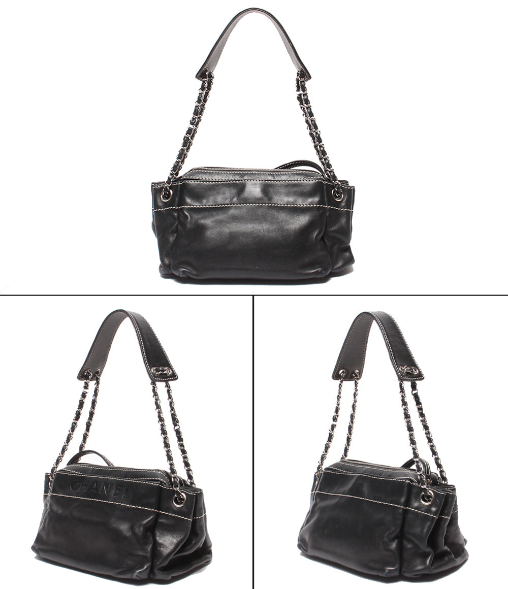 CHANEL チェーンショルダーバッグ 肩掛け シルバー金具 ラムスキン レディース シャネル