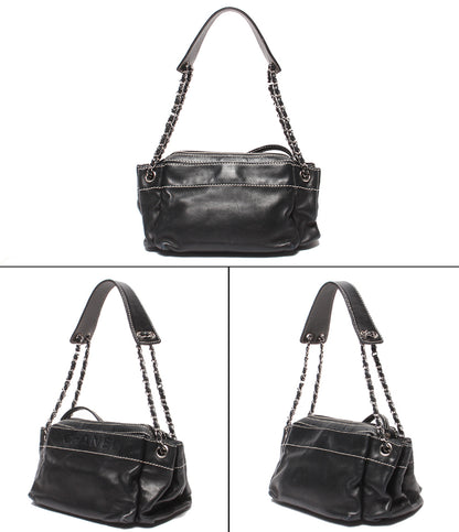 CHANEL チェーンショルダーバッグ 肩掛け シルバー金具 ラムスキン レディース シャネル
