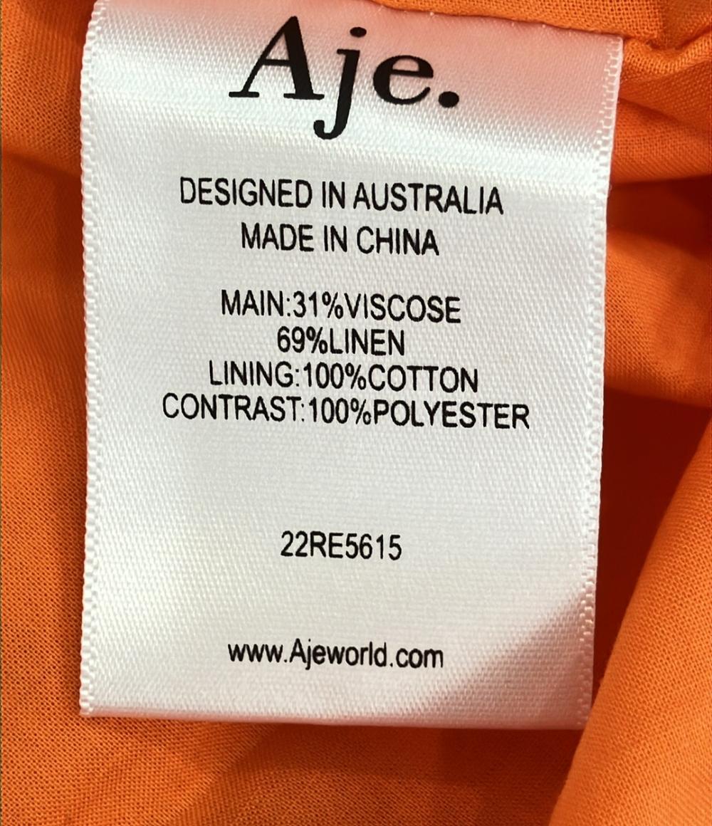 Aje ドレス リネン混紡 バックオープン パフスリーブ リボンタイ Cosette Tie Back Midi Dress 22RE5615 レディース SIZE 16 (XL) アジェ