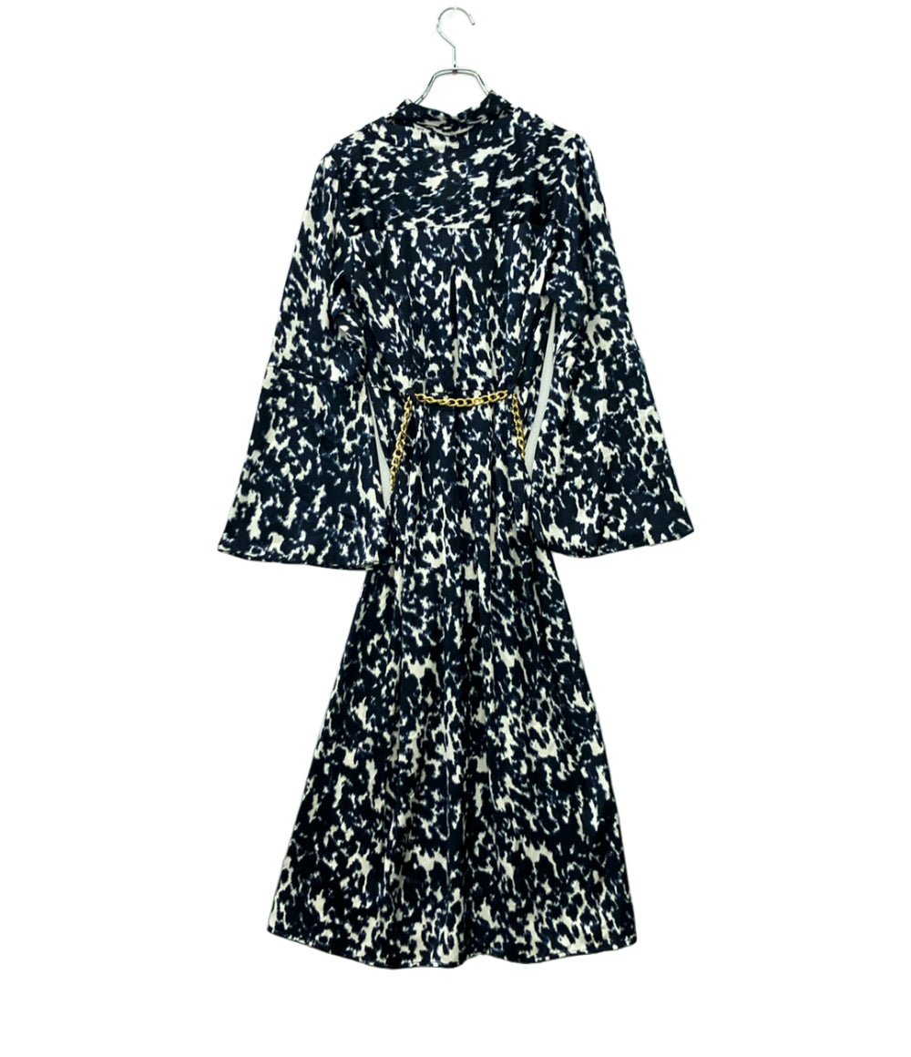 美品 MICHAEL KORS 長袖ワンピース レオパード柄 レディース SIZE XS マイケルコース
