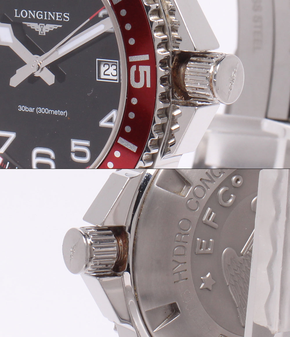 LONGINES 腕時計 ハイドロコンクエスト クオーツ ブラック L3.689.4 メンズ ロンジン
