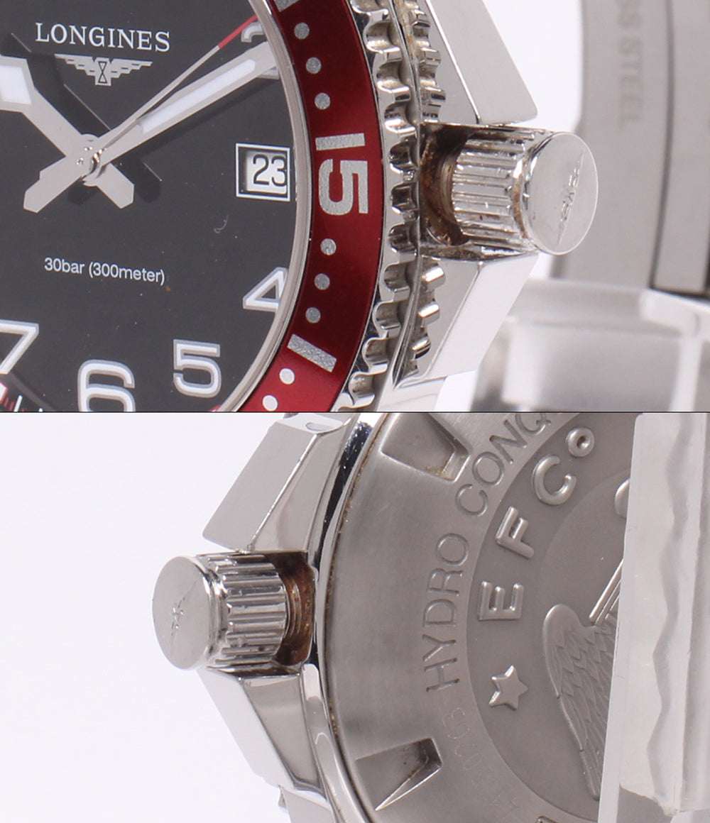 LONGINES 腕時計 ハイドロコンクエスト クオーツ ブラック L3.689.4 メンズ ロンジン