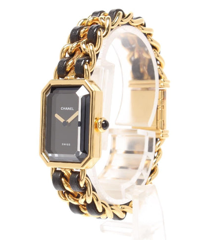 CHANEL 腕時計 プルミエールM クオーツ ブラック H0001 レディース シャネル