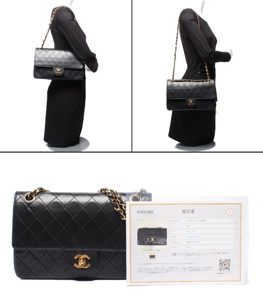 CHANEL チェーンショルダーバッグ ゴールド金具 ラムスキン ダブルフラップ ダブルチェーン 0番台 マトラッセ25 レディース シャネル
