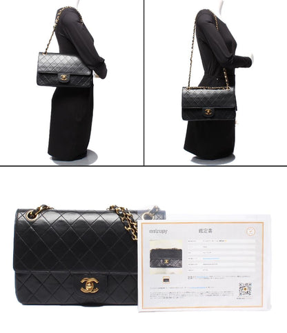 CHANEL チェーンショルダーバッグ ゴールド金具 ラムスキン ダブルフラップ ダブルチェーン 0番台 マトラッセ25 レディース シャネル