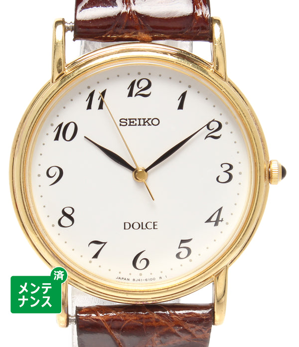 SEIKO DOLCE 腕時計 18KT クオーツ ホワイト 8J41-6060 メンズ セイコー ドルチェ