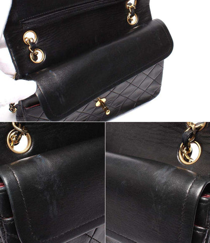 CHANEL チェーンショルダーバッグ ダブルチェーン ダブルフラップ ゴールド金具 ラムスキン 1番台 マトラッセ23 レディース シャネル