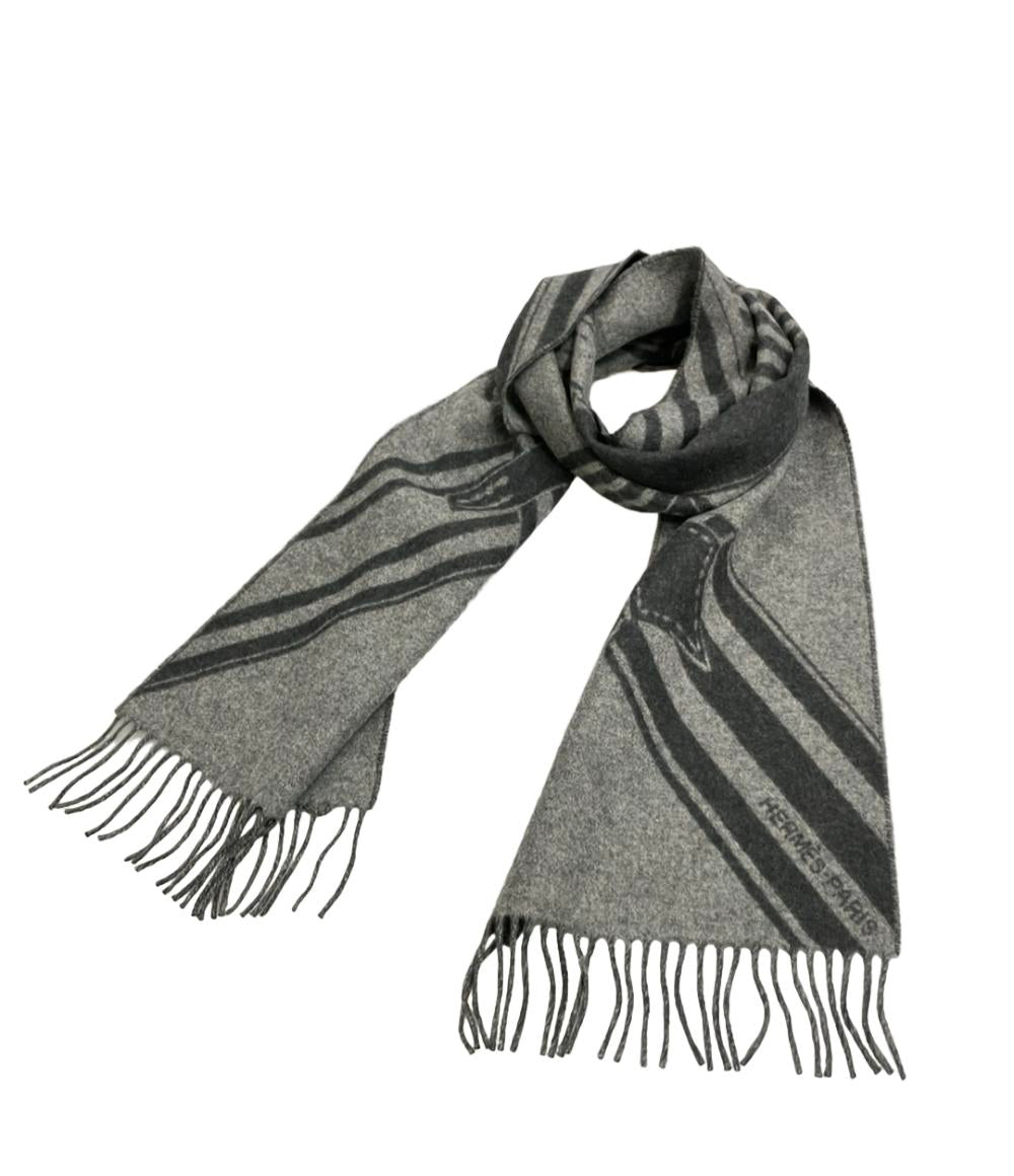 美品 HERMES マフラー カシミヤ100% ジグザグのサングル レディース メンズ エルメス