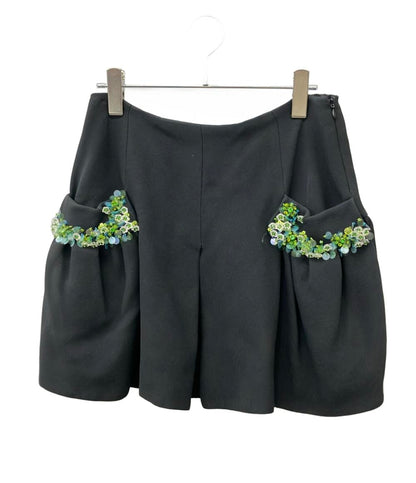 Miu Miu ミニスカート スパンコール ビーズ フラワーモチーフに装飾付き 2014 レディース SIZE 40 (M) ミュウ ミュウ