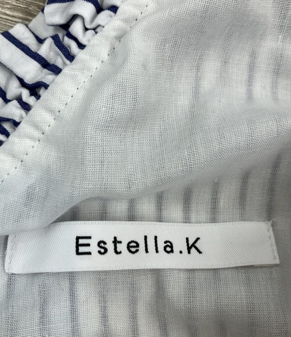 Estella.K ノースリーブワンピース ホワイト×ブルー ストライプ Charlotte Stripe Dress 124251330 レディース SIZE F (M) エステラケー