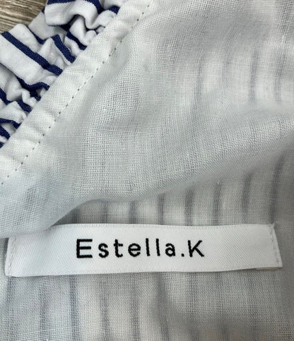 Estella.K ノースリーブワンピース ホワイト×ブルー ストライプ Charlotte Stripe Dress 124251330 レディース SIZE F (M) エステラケー
