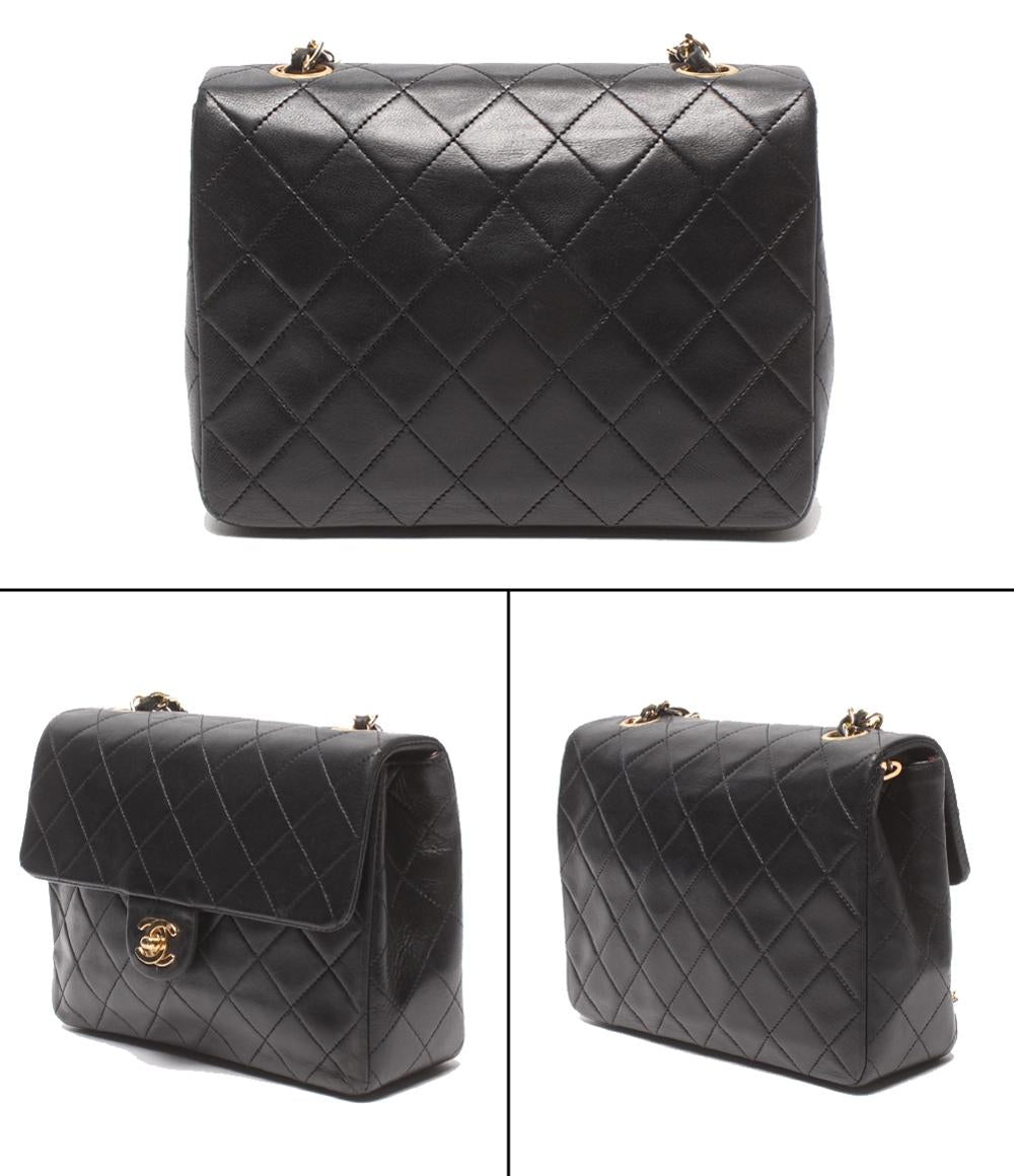 CHANEL チェーンショルダーバッグ 肩掛け ゴールド金具 ラムスキン マトラッセ シングルチェーン シングルフラップ 1番台 レディース シャネル