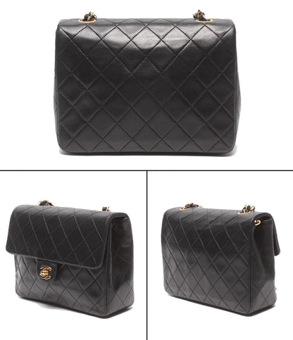 CHANEL チェーンショルダーバッグ 肩掛け ゴールド金具 ラムスキン マトラッセ シングルチェーン シングルフラップ 1番台 レディース シャネル