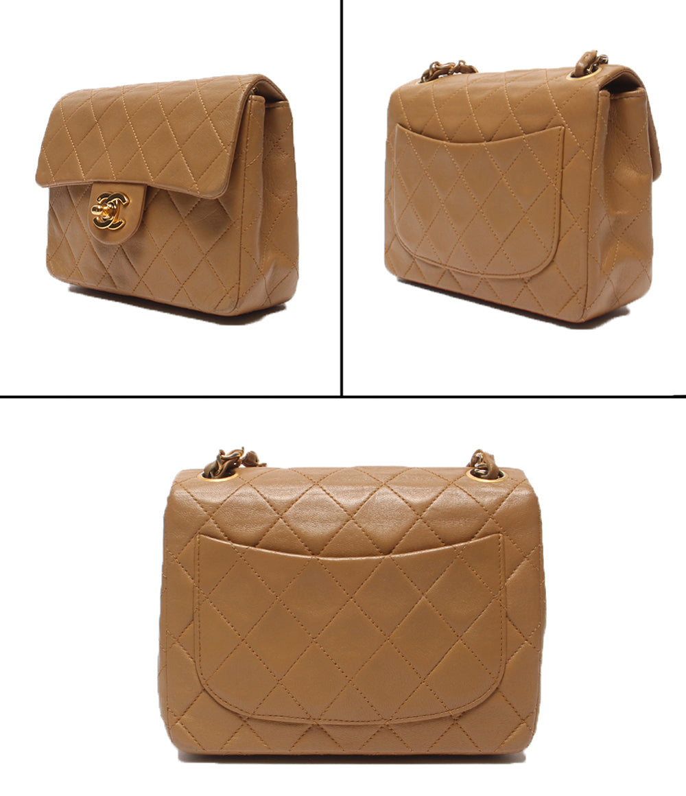 CHANEL チェーンショルダーバッグ 斜め掛け ゴールド金具 ラムスキン 1番台 マトラッセ レディース シャネル