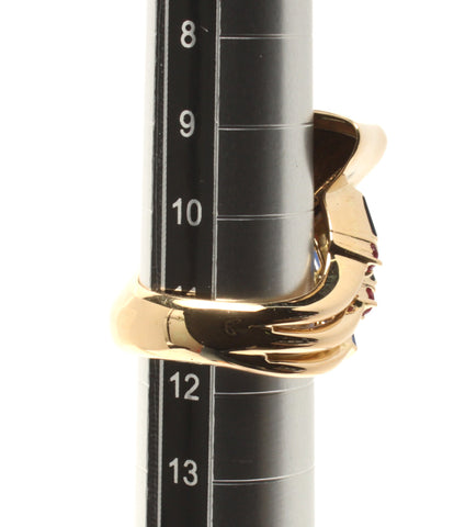 美品 リング 指輪 K18 ボルダーオパール ダイヤ0.25ct ルビー0.39ct サファイア0.91c      レディース SIZE 11号 (リング)