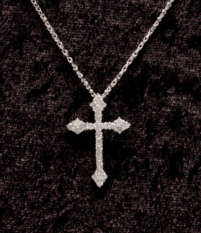 美品 ネックレス K18WG ダイヤ 0.50ct クロス 十字架      レディース  (ネックレス)