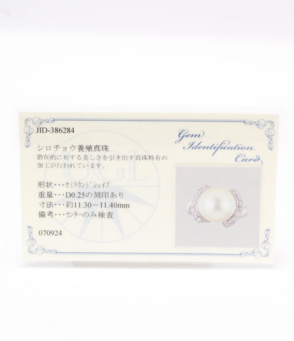 美品 リング 指輪 K18WG 白蝶パール11mm ダイヤ0.25ct      レディース SIZE 11号 (リング)