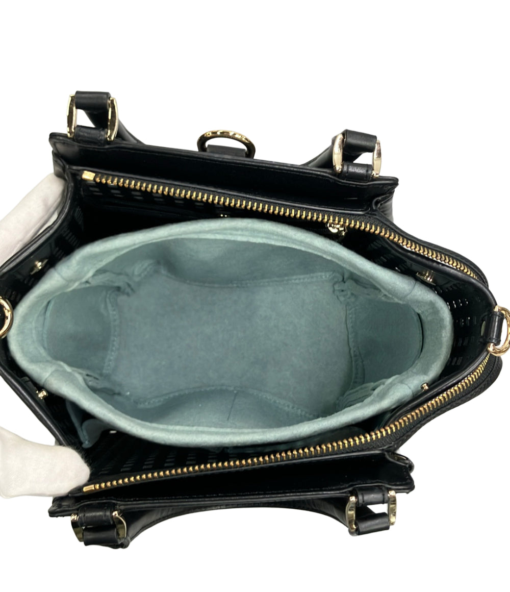 美品 PELLE BORSA ハンドルバッグ ショルダーバッグ リュック 3WAY 斜め掛け パンチングレザー レディース ペレボルサ