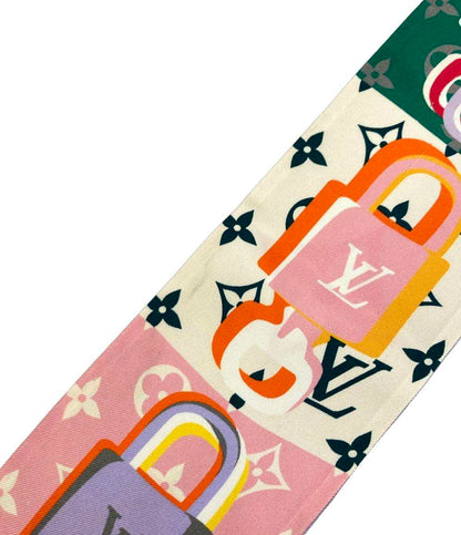 訳あり LOUIS VUITTON スカーフ シルク100% バンドー LV アンロックト M76675 レディース ルイ・ヴィトン