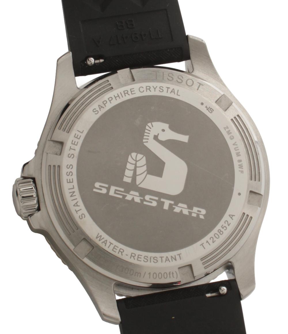 美品 TISSOT 腕時計 シースター1000 SEASTAR1000 クオーツ ブラック T120852A レディース メンズ ティソ