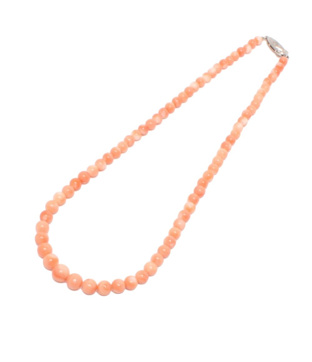 コーラルビーズネックレス ネックレス SV 珊瑚 4-8mm ピンクコーラル レディース – Rehello by
