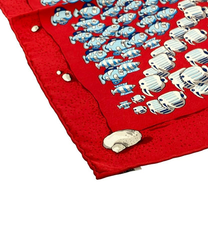 エルメス スカーフ プチカレ シルク 100% 魚プリント レディース HERMES