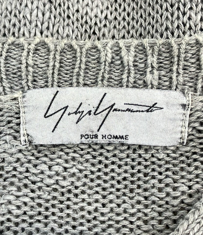 Yohji Yamamoto POUR HOMME 長袖 リネン混 オーバーサイズ マオカラーカーディガン メンズ SIZE 3 ヨウジヤマモトプールオム