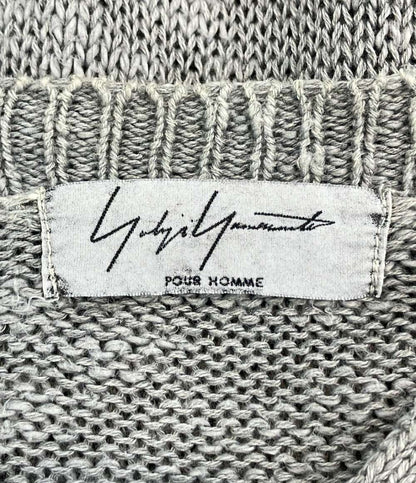 Yohji Yamamoto POUR HOMME 長袖 リネン混 オーバーサイズ マオカラーカーディガン メンズ SIZE 3 ヨウジヤマモトプールオム