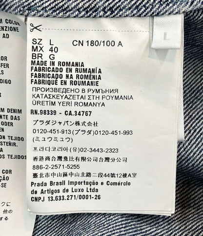 美品 PRADA 半袖デニムシャツ トライアングルプレート GEC067 メンズ SIZE L プラダ