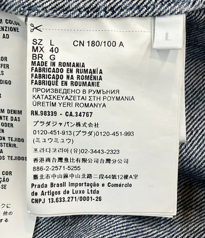 美品 PRADA 半袖デニムシャツ トライアングルプレート GEC067 メンズ SIZE L プラダ