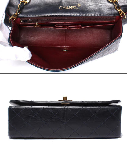 CHANEL チェーンショルダーバッグ マトラッセ フルフラップ ゴールド金具 ラムスキン 1番台 レディース シャネル