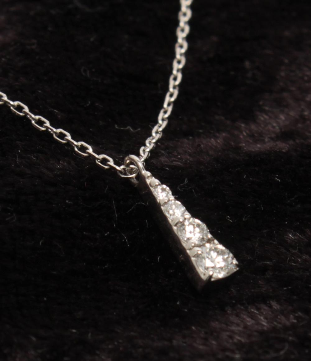 美品 ネックレス K18WG ダイヤ 0.09ct レディース