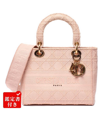 Christian Dior 2way ハンドバッグ ショルダーバッグ 肩掛け 斜め掛け Lady D-Lite カナージュ エンブロイダリー レディース クリスチャンディオール