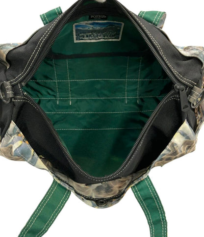 美品 ポーター アトモス ハンドバッグ ショルダーバッグ 2WAY 斜め掛け ナイロン ペンギンフォト Mitsuaki Iwago レディース PORTER atmos