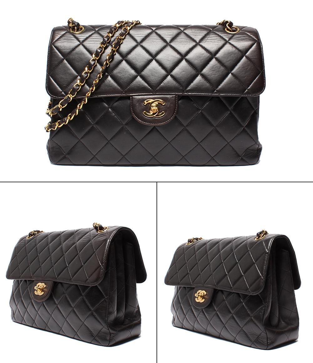 CHANEL ショルダーバッグ ダブルフェイス ダブルチェーン ラムスキン ゴールド金具 肩掛け デカマトラッセ 30 レディース シャネル