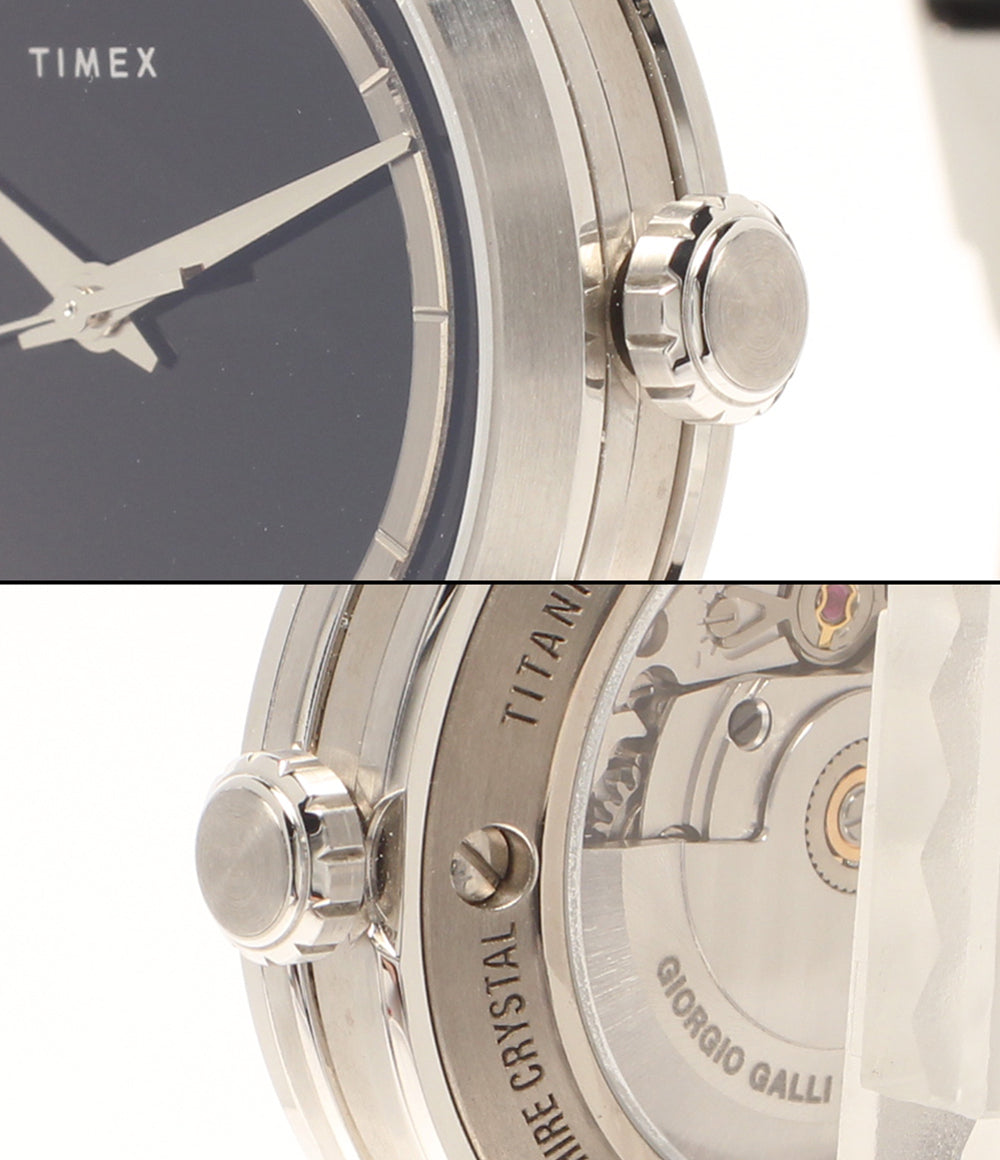美品 TIMEX 腕時計 ジョルジオガリ S2 自動巻き ブラック TW2W12700 メンズ タイメックス