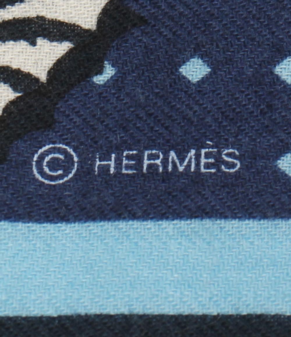 美品 HERMES スカーフ カレジェアン140 HARNAIS DE COUR レディース メンズ エルメス