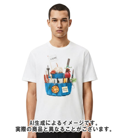美品 LOEWE 半袖 クラフテッド ワールド 限定 両面プリント Tシャツ H988Y22X06 メンズ SIZE M ロエベ