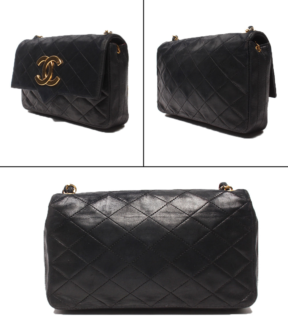 CHANEL チェーンショルダーバッグ ゴールド金具 シングルチェーン シングルフラップ デカココ マトラッセ レディース シャネル