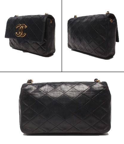 CHANEL チェーンショルダーバッグ ゴールド金具 シングルチェーン シングルフラップ デカココ マトラッセ レディース シャネル