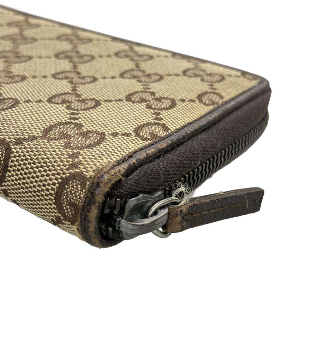 GUCCI ラウンドファスナー長財布 レザー GGキャンバス 112724 3731 レディース グッチ