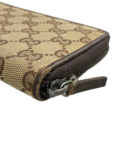 GUCCI ラウンドファスナー長財布 レザー GGキャンバス 112724 3731 レディース グッチ