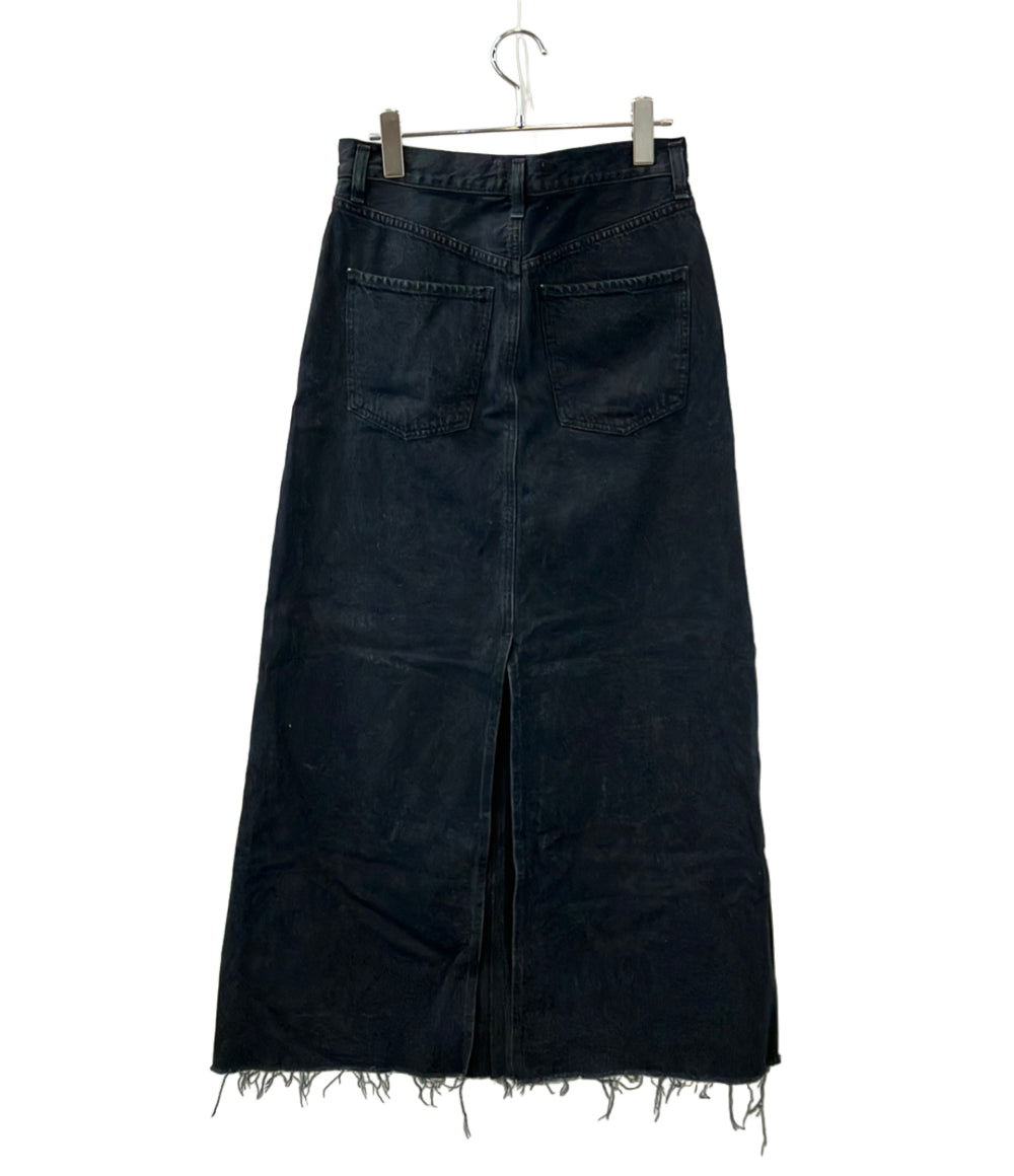 AGOLDE デニムスカート マキシ丈 カットオフ HILLA SKIRT BLK 25 ジップアップ レディース SIZE S エーゴールドイー