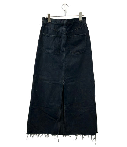 AGOLDE デニムスカート マキシ丈 カットオフ HILLA SKIRT BLK 25 ジップアップ レディース SIZE S エーゴールドイー