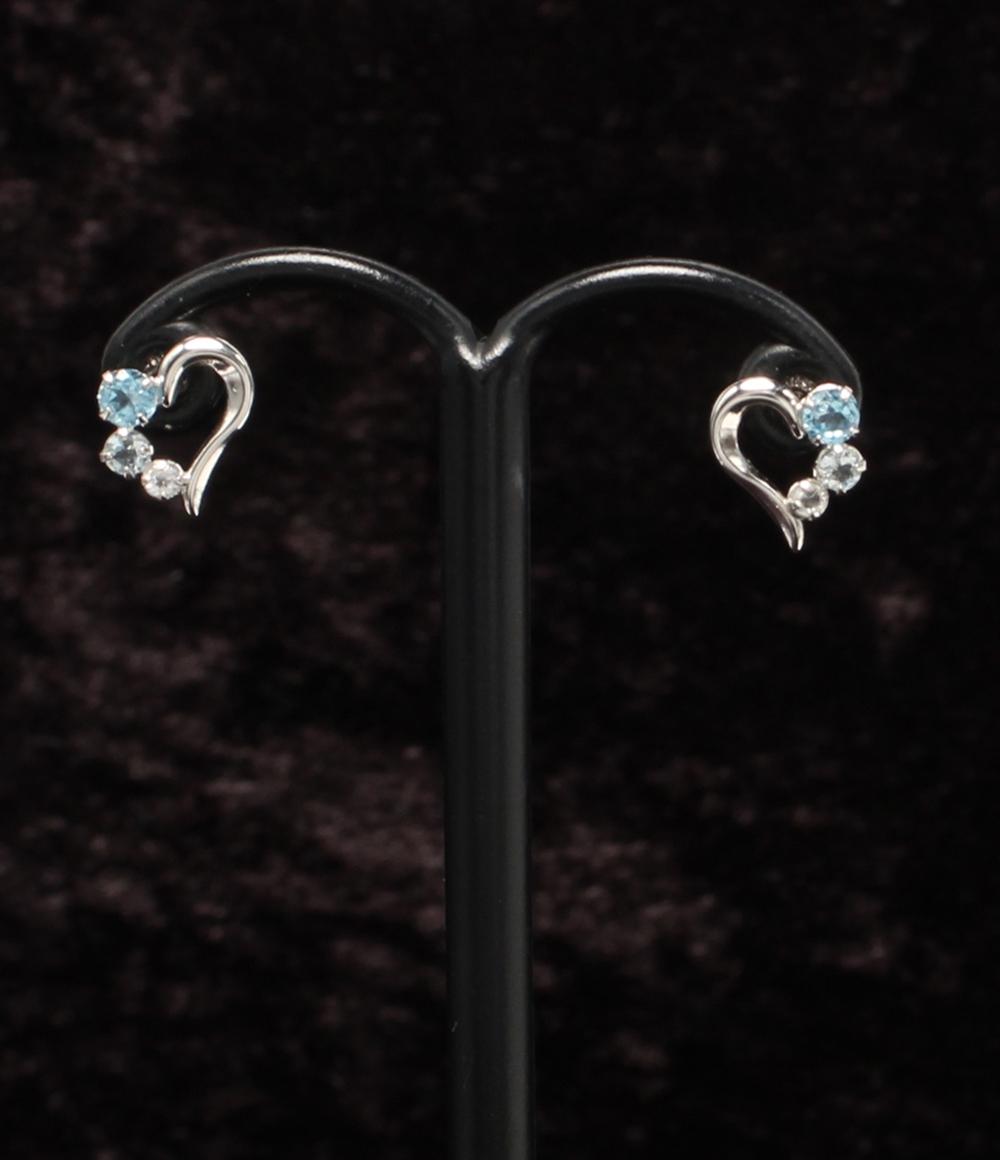 美品 カナルヨンドシー ピアス K10 ブルートパーズ ハートモチーフ レディース canal4℃