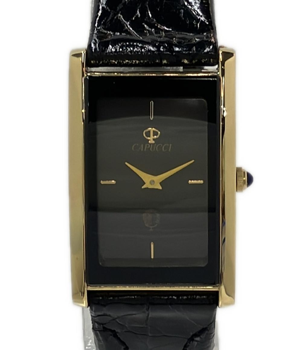 美品 CAPUCCI 腕時計 クオーツ ブラック CP-9265 レディース メンズ カプッチ