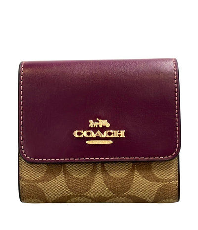 美品 COACH 三つ折り財布 シグネチャー レディース コーチ