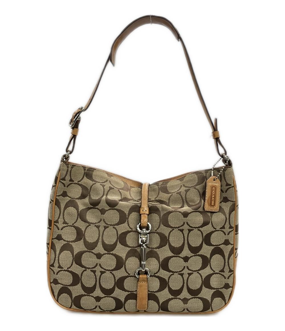 コーチ ワンショルダーバッグ 肩掛け クリップホーボー レザー キャンバス ヌメ革 シグネチャー 6091 レディース COACH