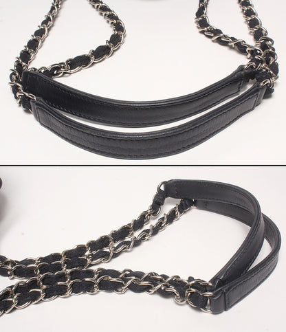 CHANEL 2wayチェーンショルダーバッグ ハンドバッグ シルバー金具 デニム 21番台 ドーヴィル ボーリングバッグ レディース シャネル