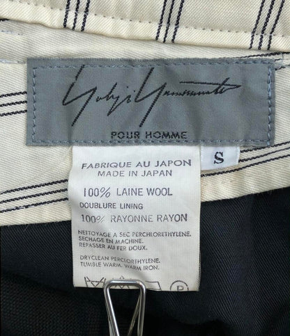 Yohji Yamamoto POUR HOMME サイドベルト シャーリング タックパンツ メンズ SIZE S ヨウジヤマモトプールオム